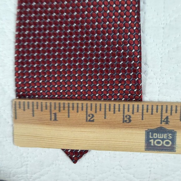 Ermenegildo Zegna Silk Tie Mens Burgundy Navy Geometric Honeycomb 59"x3.5" EUC - Picture 7 of 8